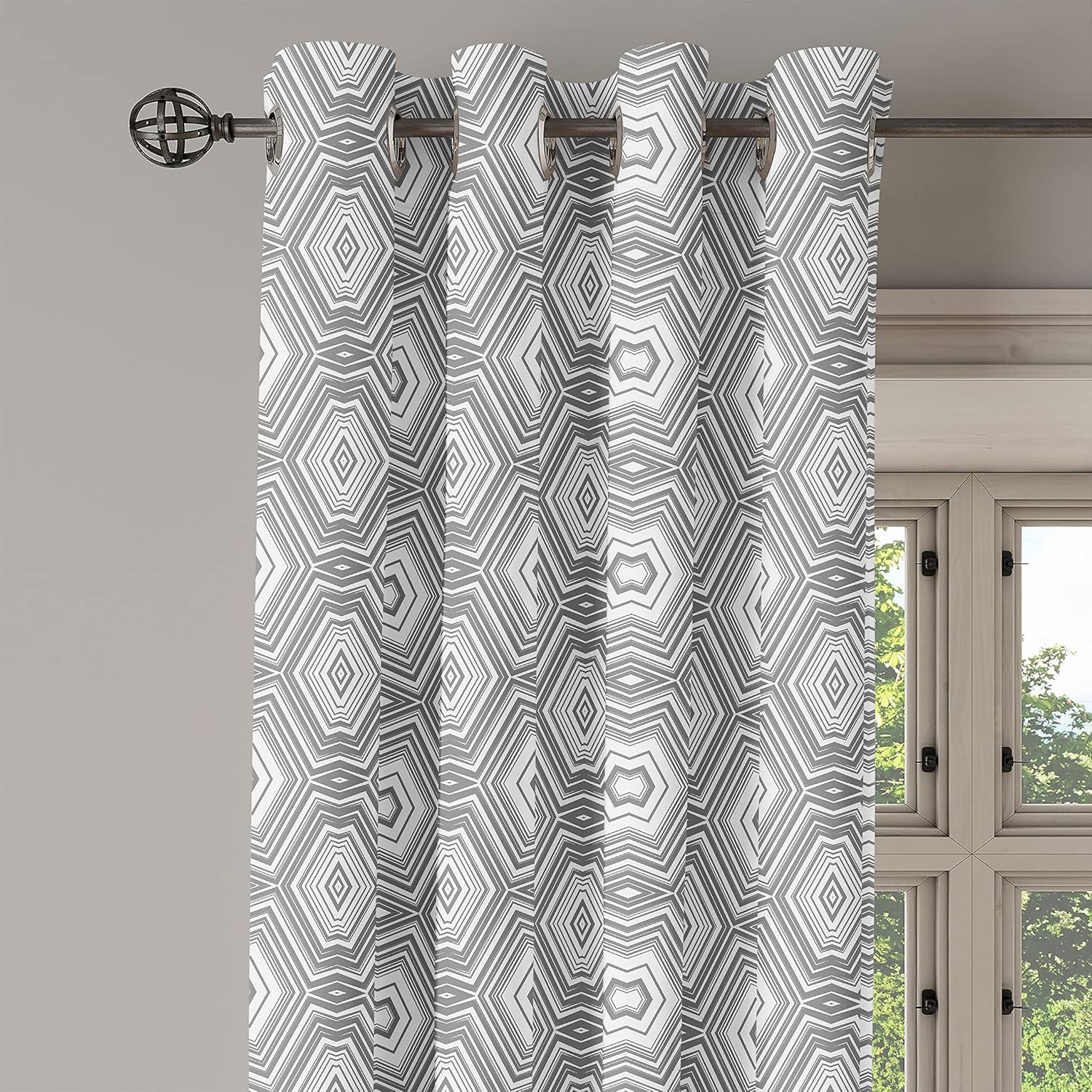 imageAmbesonne Retro Grommet Curtain Abstract Ornament with Vertical Wavy Lines Curvy Old Fashioned Geometrical Tile Decorative 2Panel Window Drapes for Bedroom Living Room 50quot x 96quot Taupe and BeigeWhite and Grey