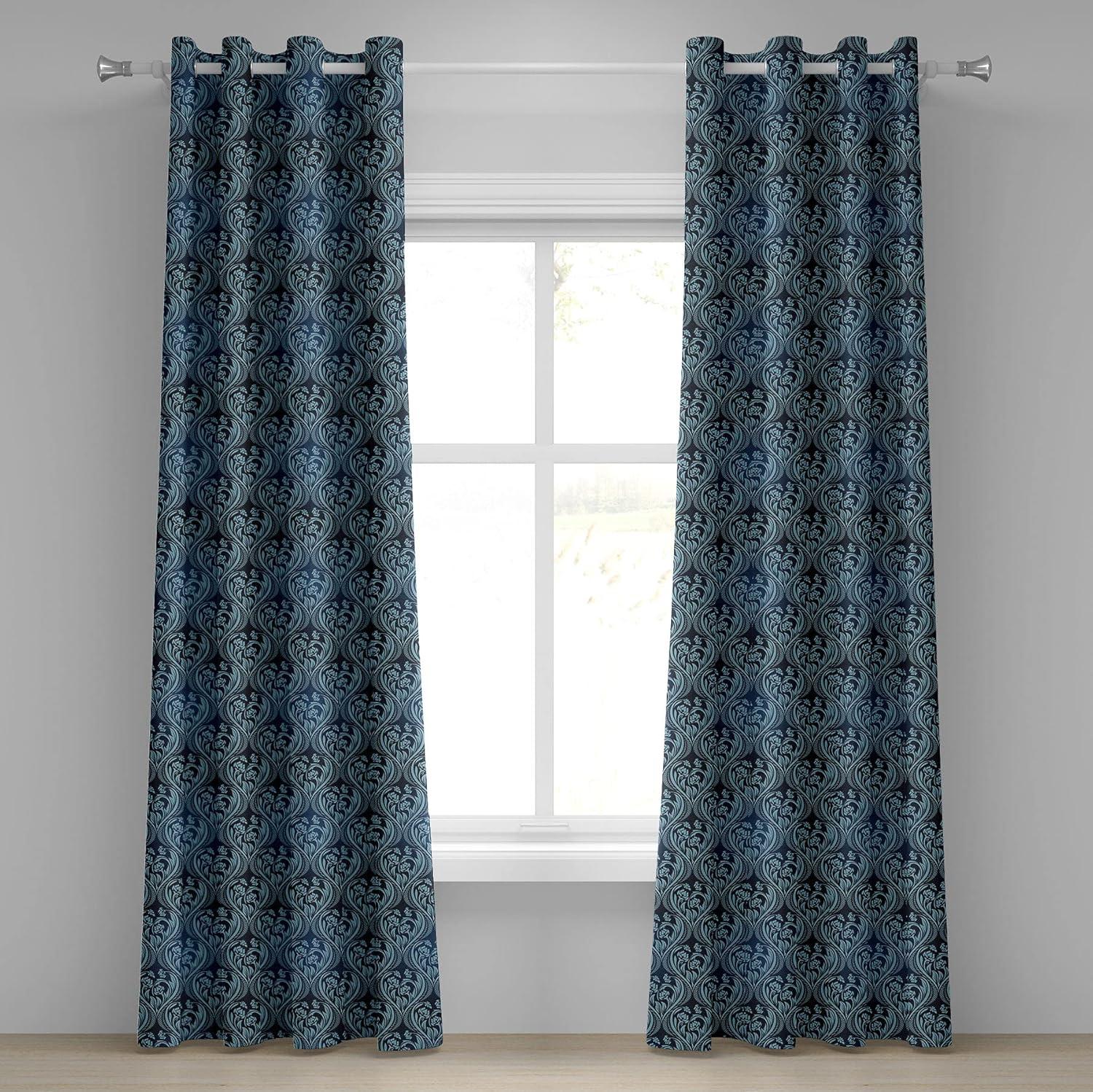 imageAmbesonne Retro Grommet Curtain Abstract Ornament with Vertical Wavy Lines Curvy Old Fashioned Geometrical Tile Decorative 2Panel Window Drapes for Bedroom Living Room 50quot x 96quot Taupe and BeigeDark Blue and Pale Blue