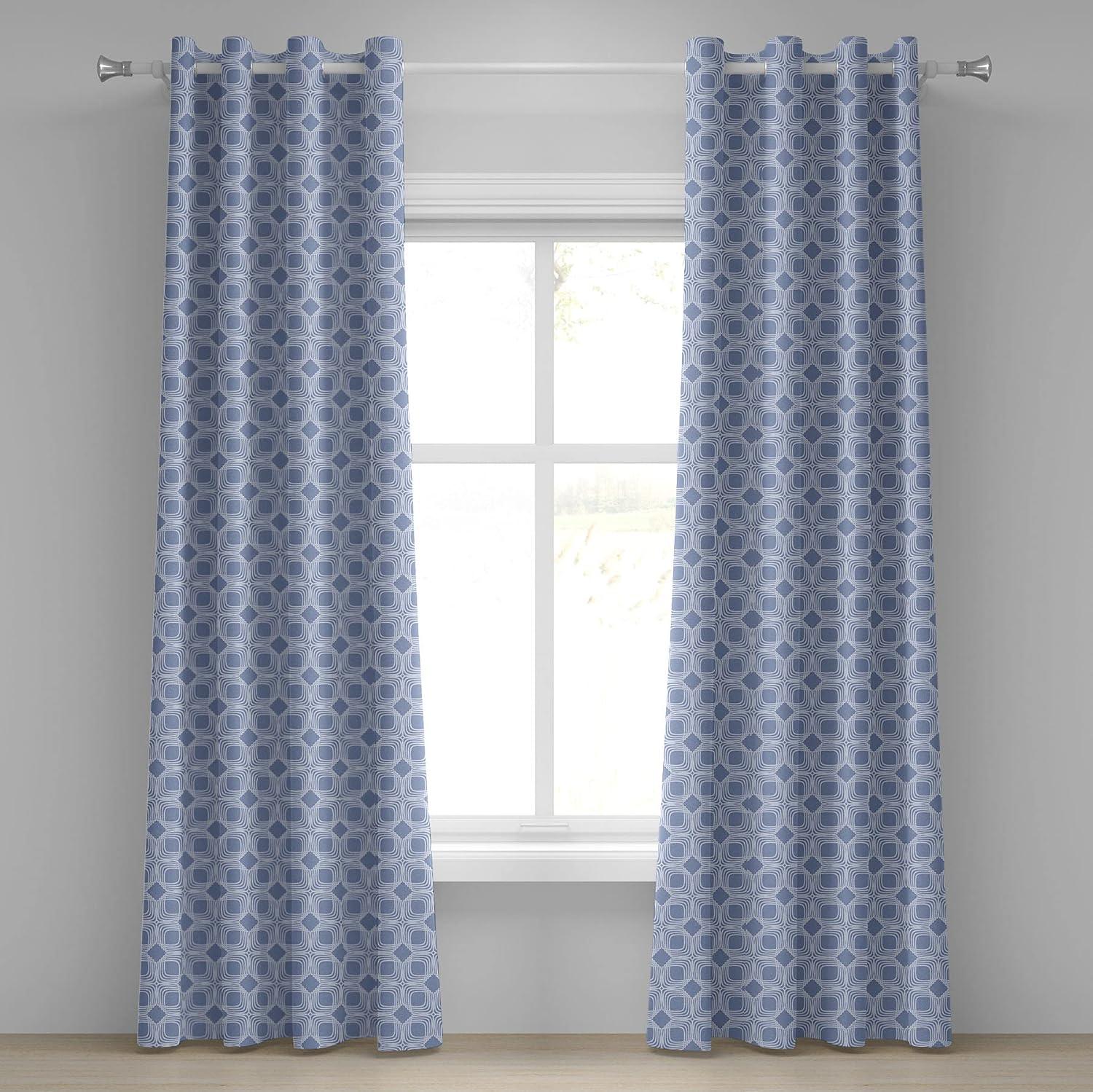imageAmbesonne Retro Grommet Curtain Abstract Ornament with Vertical Wavy Lines Curvy Old Fashioned Geometrical Tile Decorative 2Panel Window Drapes for Bedroom Living Room 50quot x 96quot Taupe and BeigeBlue Grey