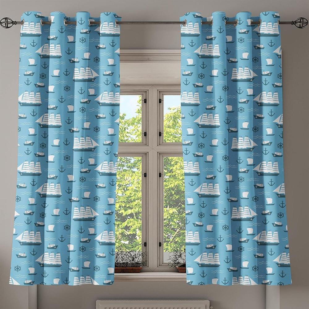 imageAmbesonne Retro Grommet Curtain Abstract Ornament with Vertical Wavy Lines Curvy Old Fashioned Geometrical Tile Decorative 2Panel Window Drapes for Bedroom Living Room 50quot x 96quot Taupe and BeigeBlue Pale Blue and White