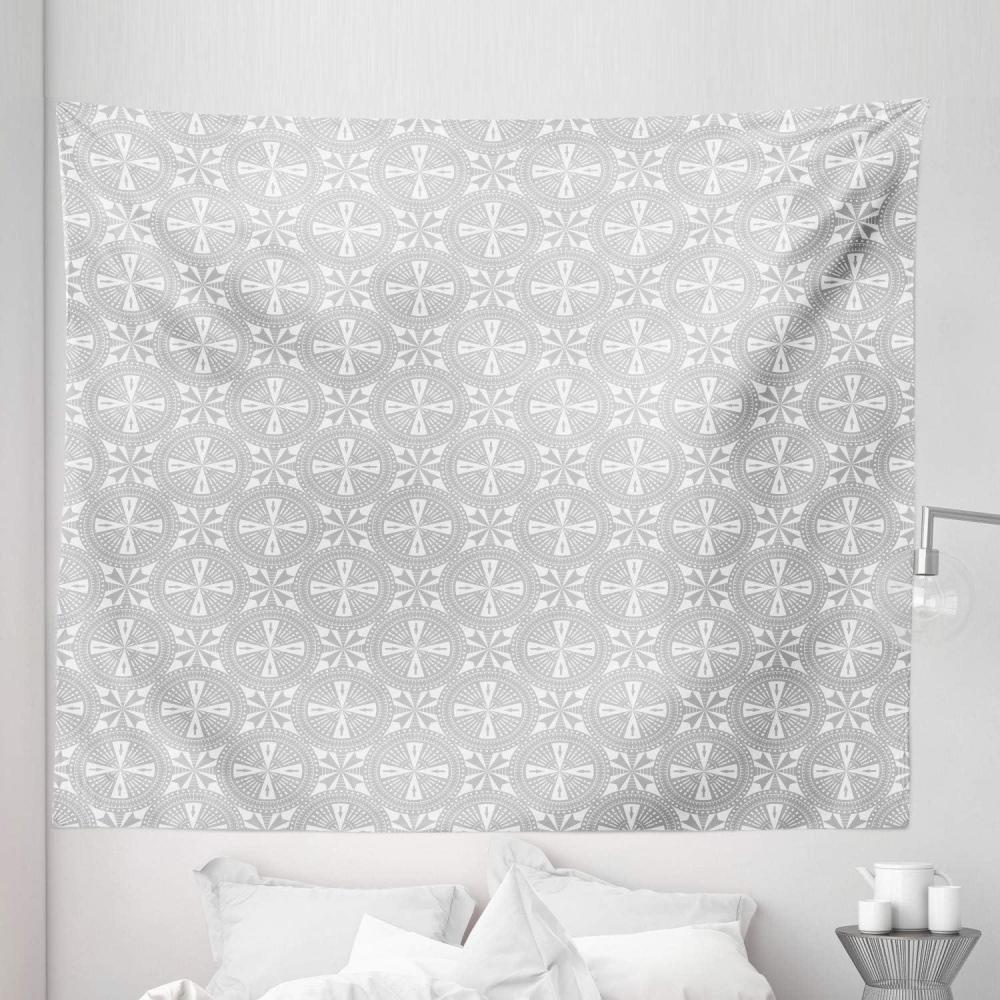 imageAmbesonne Neutral Tapestry Medallion Pattern of Various Geometric Shapes and Motifs Repetitive Pattern Fabric Wall Hanging Decor for Bedroom Living Room Dorm 30quot X 45quot Pale Taupe White104 X 88