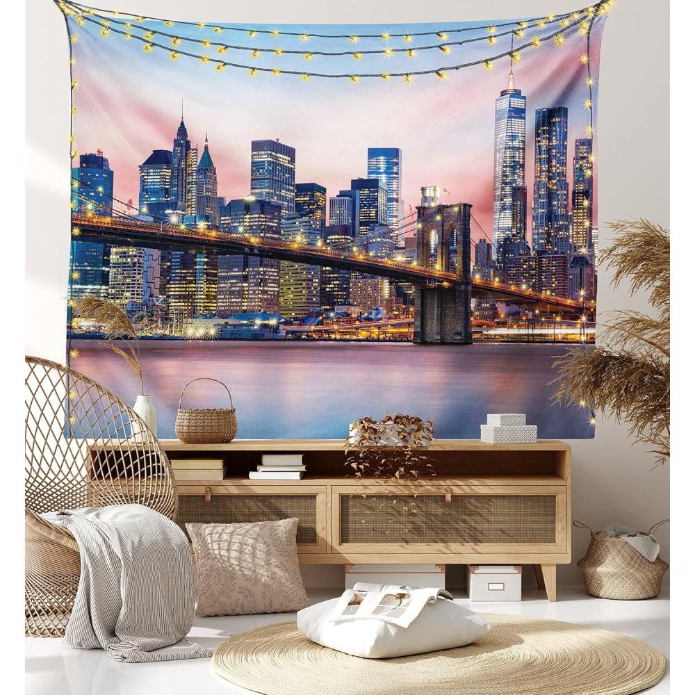 imageAmbesonne Modern Tapestry Balcony Porch Sea Ocean View in Trinidad and Tobago Island Tropic Photo Image Art Wide Wall Hanging for Bedroom Living Room Dorm 80quot X 60quot Sea BlueBlush Blue