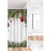Ambesonne Christmas Stall Shower Curtain, Holiday Season Backdrop with Pine Leaves Ball Classic Design Print, Fabric Bathroom Decor Set with Hooks, 36″ W x 72″ L, Green Silver White
