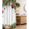 Ambesonne Christmas Stall Shower Curtain, Holiday Season Backdrop with Pine Leaves Ball Classic Design Print, Fabric Bathroom Decor Set with Hooks, 36″ W x 72″ L, Green Silver White