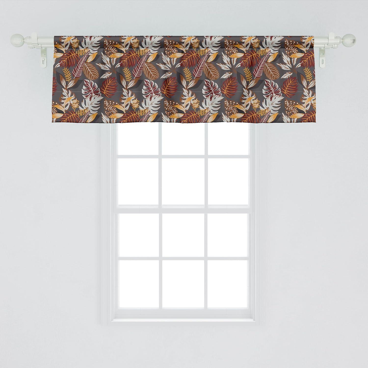 imageAmbesonne Geometric Window Valance Pack of 2 Modern Neutral Style Pattern of Abstract Ornamental Triangles Print Rod Pocket Curtain Valances for Kitchen Bedroom 42quot X 12quot Pale Sepia and WhiteDimgray and Multicolor