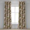 Ambesonne Autumn Leaves Grommet Curtain, Neutral Colors Boho Vintage Design Leafy Artwork Fall Themed Print, Decorative 2-Panel Window Drapes for Bedroom Living Room, 50″ x 84″, Dark Khaki Lime Green(Forest Green Camel Rose)