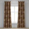 Ambesonne Autumn Leaves Grommet Curtain, Neutral Colors Boho Vintage Design Leafy Artwork Fall Themed Print, Decorative 2-Panel Window Drapes for Bedroom Living Room, 50″ x 84″, Dark Khaki Lime Green(Pale Ruby Peacock Green)