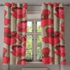 Ambesonne Autumn Leaves Grommet Curtain, Neutral Colors Boho Vintage Design Leafy Artwork Fall Themed Print, Decorative 2-Panel Window Drapes for Bedroom Living Room, 50″ x 84″, Dark Khaki Lime Green(Dark Coral and Tan)