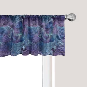 Ambesonne Abstract Window Valance Pack of 2, Ocean Inspired Graphic Paisley Swirled Hand Drawn Art Print, Rod Pocket Curtain Valances for Kitchen Bedroom, 54″ X 18″, Purple Blue