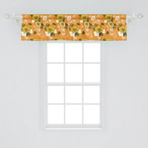 Ambesonne Abstract Window Valance Pack of 2, Simplistic Pattern of Hand Drawn Thin Line Whirlpool Circles in Neutral Tone, Rod Pocket Curtain Valances for Kitchen Bedroom, 42″ X 12″, Pale Taupe White(Marigold Army Green)