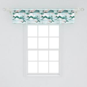 Ambesonne Abstract Window Valance Pack of 2, Simplistic Pattern of Hand Drawn Thin Line Whirlpool Circles in Neutral Tone, Rod Pocket Curtain Valances for Kitchen Bedroom, 42″ X 12″, Pale Taupe White(Teal Blush)