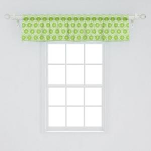 Ambesonne Abstract Window Valance Pack of 2, Simplistic Pattern of Hand Drawn Thin Line Whirlpool Circles in Neutral Tone, Rod Pocket Curtain Valances for Kitchen Bedroom, 42″ X 12″, Pale Taupe White(Lime Green and White)