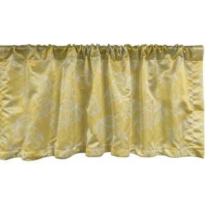 Ambesonne Abstract Window Valance Pack of 2, Simplistic Pattern of Hand Drawn Thin Line Whirlpool Circles in Neutral Tone, Rod Pocket Curtain Valances for Kitchen Bedroom, 42″ X 12″, Pale Taupe White(Earth Yellow Ceil Blue)