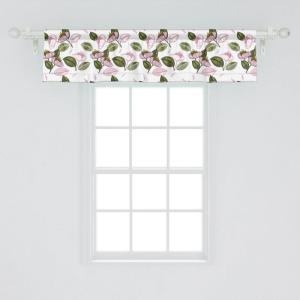 Ambesonne Abstract Window Valance Pack of 2, Simplistic Pattern of Hand Drawn Thin Line Whirlpool Circles in Neutral Tone, Rod Pocket Curtain Valances for Kitchen Bedroom, 42″ X 12″, Pale Taupe White(Dried Rose Olive Green)