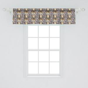 Ambesonne Abstract Window Valance Pack of 2, Simplistic Pattern of Hand Drawn Thin Line Whirlpool Circles in Neutral Tone, Rod Pocket Curtain Valances for Kitchen Bedroom, 42″ X 12″, Pale Taupe White(Taupe Multicolor)