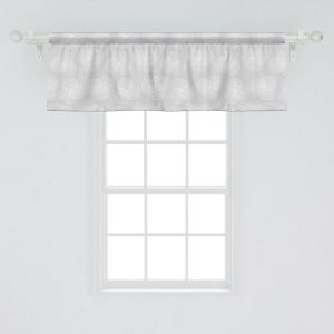 Ambesonne Abstract Window Valance, Simplistic Pattern of Hand Drawn Thin Line Whirlpool Circles in Neutral Tone, Curtain Valance for Kitchen Bedroom Decor with Rod Pocket, 42″ x 18″, Pale Taupe White
