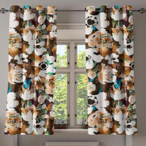 Ambesonne Autumn Leaves Grommet Curtain, Neutral Colors Boho Vintage Design Leafy Artwork Fall Themed Print, Decorative 2-Panel Window Drapes for Bedroom Living Room, 50″ x 84″, Dark Khaki Lime Green(Ginger Chocolate White)