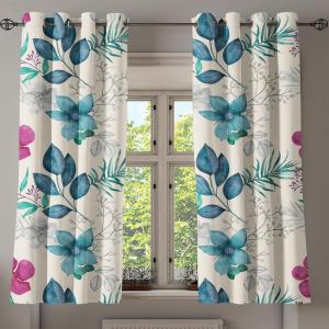 Ambesonne Autumn Leaves Grommet Curtain, Neutral Colors Boho Vintage Design Leafy Artwork Fall Themed Print, Decorative 2-Panel Window Drapes for Bedroom Living Room, 50″ x 84″, Dark Khaki Lime Green(Eggshell Magenta Seafoam)