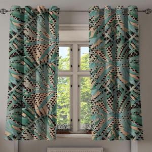 Ambesonne Autumn Leaves Grommet Curtain, Neutral Colors Boho Vintage Design Leafy Artwork Fall Themed Print, Decorative 2-Panel Window Drapes for Bedroom Living Room, 50″ x 84″, Dark Khaki Lime Green(Camel Peacock Green Black)