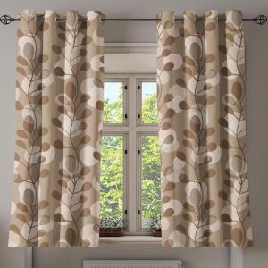 Ambesonne Autumn Leaves Grommet Curtain, Neutral Colors Boho Vintage Design Leafy Artwork Fall Themed Print, Decorative 2-Panel Window Drapes for Bedroom Living Room, 50″ x 84″, Dark Khaki Lime Green(Mustard Eggshell)