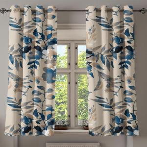 Ambesonne Autumn Leaves Grommet Curtain, Neutral Colors Boho Vintage Design Leafy Artwork Fall Themed Print, Decorative 2-Panel Window Drapes for Bedroom Living Room, 50″ x 84″, Dark Khaki Lime Green(Eggshell Dark Lavender)
