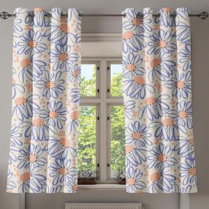 Ambesonne Autumn Leaves Grommet Curtain, Neutral Colors Boho Vintage Design Leafy Artwork Fall Themed Print, Decorative 2-Panel Window Drapes for Bedroom Living Room, 50″ x 84″, Dark Khaki Lime Green(Blue Violet Peach and Cream)