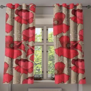 Ambesonne Autumn Leaves Grommet Curtain, Neutral Colors Boho Vintage Design Leafy Artwork Fall Themed Print, Decorative 2-Panel Window Drapes for Bedroom Living Room, 50″ x 84″, Dark Khaki Lime Green(Dark Coral and Tan)
