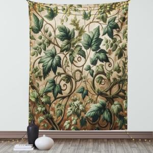 Ambesonne Classic Tapestry, Extravagant Hall with Oceanic and Neutral Color Details Room View Print, Wall Hanging for Bedroom Living Room Dorm Decor, 40″ X 60″, Coconut and Sea Blue(Pale Brown Hunter Green)