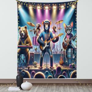 Ambesonne Classic Tapestry, Extravagant Hall with Oceanic and Neutral Color Details Room View Print, Wall Hanging for Bedroom Living Room Dorm Decor, 40″ X 60″, Coconut and Sea Blue(Blue Purple and Pale Mustard)