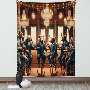 Ambesonne Classic Tapestry, Extravagant Hall with Oceanic and Neutral Color Details Room View Print, Wall Hanging for Bedroom Living Room Dorm Decor, 40″ X 60″, Coconut and Sea Blue(Redwood Petrol Blue)