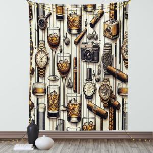 Ambesonne Classic Tapestry, Extravagant Hall with Oceanic and Neutral Color Details Room View Print, Wall Hanging for Bedroom Living Room Dorm Decor, 40″ X 60″, Coconut and Sea Blue(Amber Brown and Taupe)