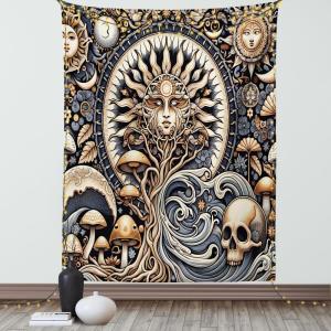 Ambesonne Classic Tapestry, Extravagant Hall with Oceanic and Neutral Color Details Room View Print, Wall Hanging for Bedroom Living Room Dorm Decor, 40″ X 60″, Coconut and Sea Blue(Blue Violet Pale Brown)