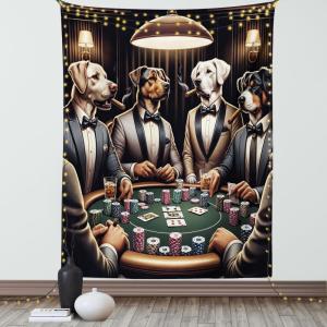 Ambesonne Classic Tapestry, Extravagant Hall with Oceanic and Neutral Color Details Room View Print, Wall Hanging for Bedroom Living Room Dorm Decor, 40″ X 60″, Coconut and Sea Blue(Brown Dark Green Grey)
