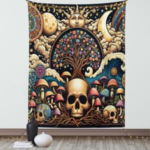 Ambesonne Classic Tapestry, Extravagant Hall with Oceanic and Neutral Color Details Room View Print, Wall Hanging for Bedroom Living Room Dorm Decor, 40″ X 60″, Coconut and Sea Blue(Pale Yellow and Multicolor)