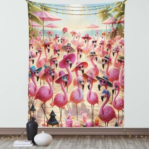 Ambesonne Classic Tapestry, Extravagant Hall with Oceanic and Neutral Color Details Room View Print, Wall Hanging for Bedroom Living Room Dorm Decor, 40″ X 60″, Coconut and Sea Blue(Pink Beige and Pale Sky Blue)