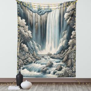Ambesonne Classic Tapestry, Extravagant Hall with Oceanic and Neutral Color Details Room View Print, Wall Hanging for Bedroom Living Room Dorm Decor, 40″ X 60″, Coconut and Sea Blue(Blue Grey Pale Sepia)