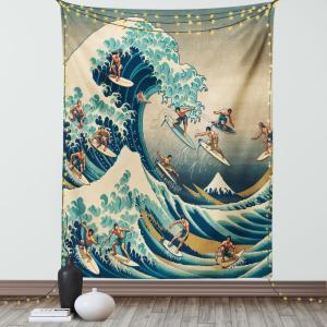 Ambesonne Classic Tapestry, Extravagant Hall with Oceanic and Neutral Color Details Room View Print, Wall Hanging for Bedroom Living Room Dorm Decor, 40″ X 60″, Coconut and Sea Blue(Seafoam Blue Eggshell)