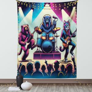 Ambesonne Classic Tapestry, Extravagant Hall with Oceanic and Neutral Color Details Room View Print, Wall Hanging for Bedroom Living Room Dorm Decor, 40″ X 60″, Coconut and Sea Blue(Fuchsia Blue Peach)