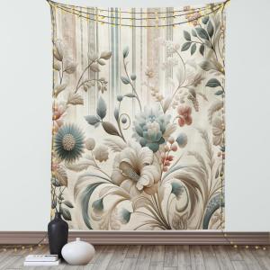 Ambesonne Classic Tapestry, Extravagant Hall with Oceanic and Neutral Color Details Room View Print, Wall Hanging for Bedroom Living Room Dorm Decor, 40″ X 60″, Coconut and Sea Blue(Eggshell Pale Slate Blue)