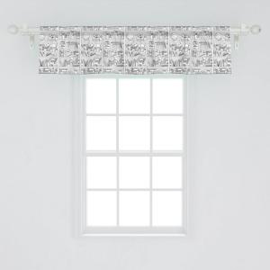 Ambesonne Geometric Window Valance Pack of 2, Modern Neutral Style Pattern of Abstract Ornamental Triangles Print, Rod Pocket Curtain Valances for Kitchen Bedroom, 42″ X 12″, Pale Sepia and White(Charcoal Grey Pale Grey)