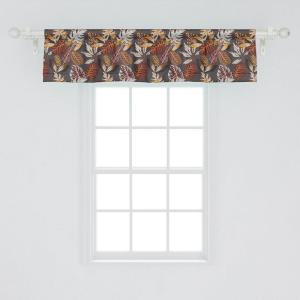 Ambesonne Geometric Window Valance Pack of 2, Modern Neutral Style Pattern of Abstract Ornamental Triangles Print, Rod Pocket Curtain Valances for Kitchen Bedroom, 42″ X 12″, Pale Sepia and White(Dimgray and Multicolor)