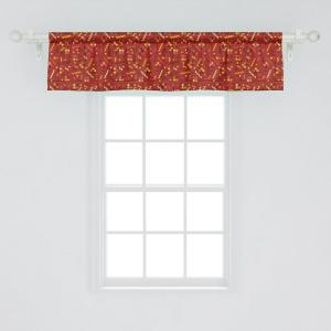Ambesonne Geometric Window Valance Pack of 2, Modern Neutral Style Pattern of Abstract Ornamental Triangles Print, Rod Pocket Curtain Valances for Kitchen Bedroom, 42″ X 12″, Pale Sepia and White(Vermilion and Multicolor)