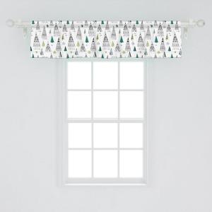Ambesonne Geometric Window Valance Pack of 2, Modern Neutral Style Pattern of Abstract Ornamental Triangles Print, Rod Pocket Curtain Valances for Kitchen Bedroom, 42″ X 12″, Pale Sepia and White(Black Teal)