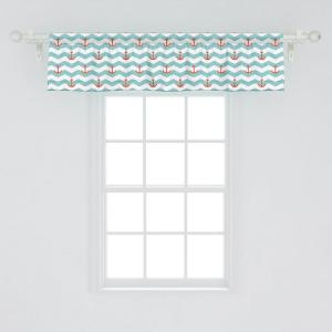 Ambesonne Geometric Window Valance Pack of 2, Modern Neutral Style Pattern of Abstract Ornamental Triangles Print, Rod Pocket Curtain Valances for Kitchen Bedroom, 42″ X 12″, Pale Sepia and White(Turquoise Red)