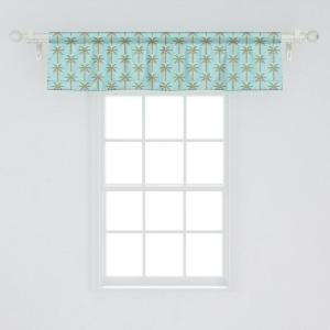 Ambesonne Geometric Window Valance Pack of 2, Modern Neutral Style Pattern of Abstract Ornamental Triangles Print, Rod Pocket Curtain Valances for Kitchen Bedroom, 42″ X 12″, Pale Sepia and White(Blue Slate Brown)