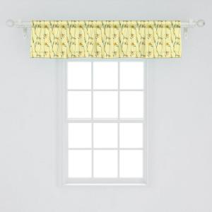 Ambesonne Geometric Window Valance Pack of 2, Modern Neutral Style Pattern of Abstract Ornamental Triangles Print, Rod Pocket Curtain Valances for Kitchen Bedroom, 42″ X 12″, Pale Sepia and White(Hunter Green Pale Yellow)