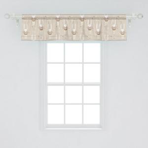 Ambesonne Geometric Window Valance Pack of 2, Modern Neutral Style Pattern of Abstract Ornamental Triangles Print, Rod Pocket Curtain Valances for Kitchen Bedroom, 42″ X 12″, Pale Sepia and White(Warm Taupe Blush)