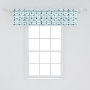 Ambesonne Geometric Window Valance Pack of 2, Modern Neutral Style Pattern of Abstract Ornamental Triangles Print, Rod Pocket Curtain Valances for Kitchen Bedroom, 42″ X 12″, Pale Sepia and White(Pale Blue Dark Green)