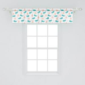 Ambesonne Geometric Window Valance Pack of 2, Modern Neutral Style Pattern of Abstract Ornamental Triangles Print, Rod Pocket Curtain Valances for Kitchen Bedroom, 42″ X 12″, Pale Sepia and White(Turquoise Peach)