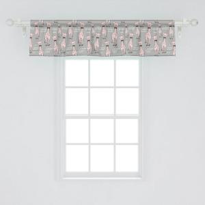 Ambesonne Geometric Window Valance Pack of 2, Modern Neutral Style Pattern of Abstract Ornamental Triangles Print, Rod Pocket Curtain Valances for Kitchen Bedroom, 42″ X 12″, Pale Sepia and White(Dust Rose Charcoal Grey)